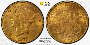 1877 $20 MS62+