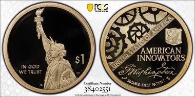 2018-S $1 American Innovation Series Washington-Signed 1st Patent First Strike PR70DCAM