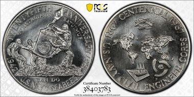 1967-P Medal D1967-1b Silver SEABEES Anniv Small MS68