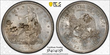 1874-CC T$1 Chopmarked N1