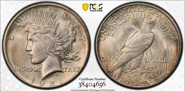 1921 $1 High Relief, Peace MS64+