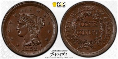 1852 1C MS65BN