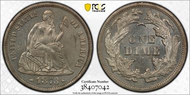 1873 10C Arrows MS63