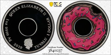 2019-P $1 The Simpsons Donut Colorized PR70DCAM