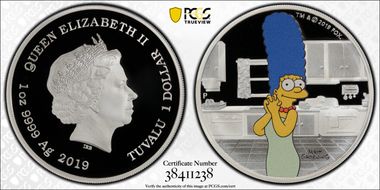 2019-P $1 Marge Simpson Colorized PR70DCAM