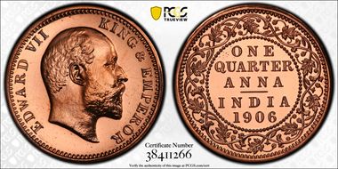 1906(C) 1/4 An Restrike PR64RD