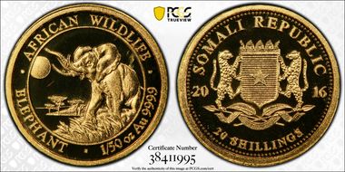 2016 20 S African Elephant Au 1/50oz MS69