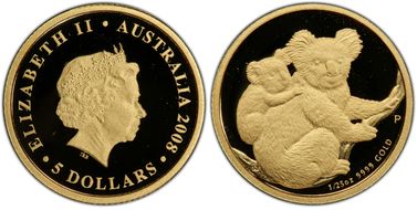 2008-P $5 Koala Gold PR69DCAM