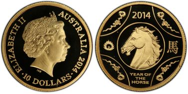 2014 $10 Year of the Horse Au PR70DCAM