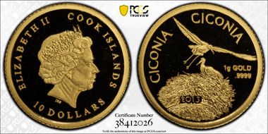 2013 $10 White Stork Gold PR69DCAM