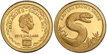 2012 $5 Eastern Brown Snake PR69DCAM