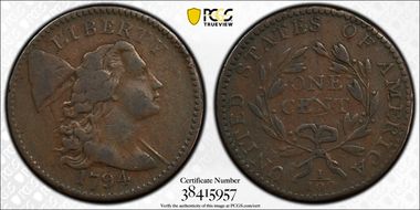 1794 1C S-46, Crossed E VF25BN