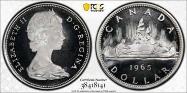 1965 S$1 Type 3 Lg Beads, Bl 5 Ag PL67DCAM
