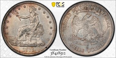 1877-S T$1 Chopmarked AU58