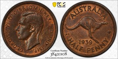 1939 1/2D Kangaroo Reverse MS63BN