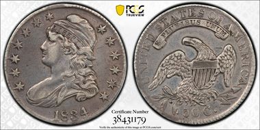 1834 50C Large Date, Large Letters N1