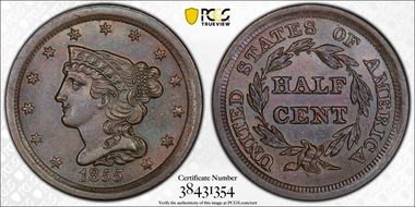 1855 1/2C MS64BN