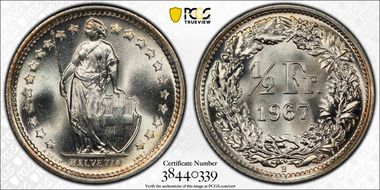 1967 B 1/2 Fr MS68