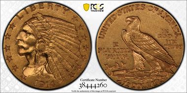 1914-D $2.50 AU55