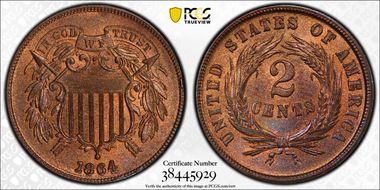 1864 2C Large Motto MS65RB