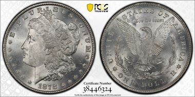 1878 7/8TF $1 VAM 41C, Clashed Obverse Weak 7/4 MS64