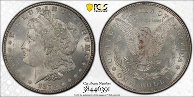 1878 7/8TF $1 VAM 41C, Clashed Obverse Weak 7/4 MS62