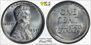 1943 1C MS67+