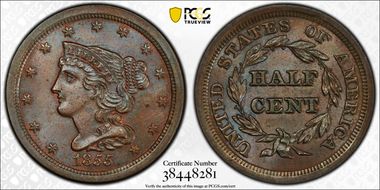 1855 1/2C Cohen 1 MS64BN
