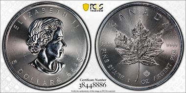 2018 $5 Maple Leaf Ag MS63