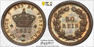 1893 50 Reis KM-536  Ag MS66