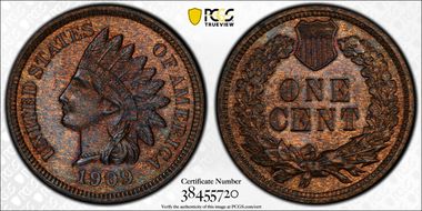 1909 1C Indian PR64BN