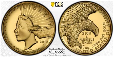 2019-W $100 High Relief Enhanced .9999 Fine First Strike SP69