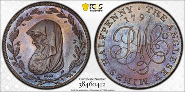 1791 Tk 1/2D DH-391 Anglesey, 18 Acorns MS64BN