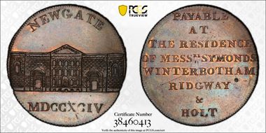 1794 Tk 1/2D DH-393 Middlesex, Newgate MS64BN