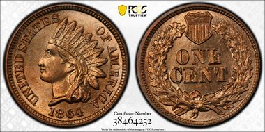 1864 1C Copper-Nickel MS65+