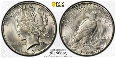 1934-S $1 MS64