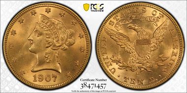 1907-D $10 MS65