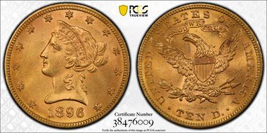 1896 $10 MS64+