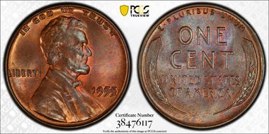 1955 1C Doubled Die Obverse MS64+ RB