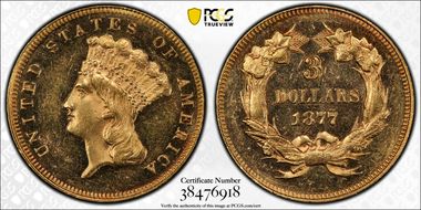 1877 $3 MS62PL