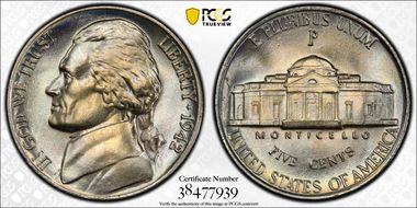1942-P 5C Silver MS67+ FS