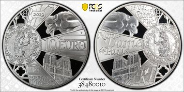 2019 € 10 Notre Dame Reconstruction PR69DCAM