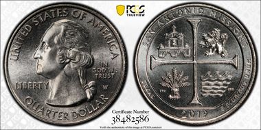 2019-W 25C San Antonio Missions NP PCGS First Discovery 1 of 6 MS66