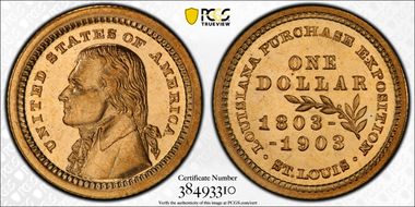 1903 G$1 LA Purchase, Jefferson MS63PL