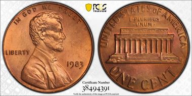 1983 1C Doubled Die Reverse MS65RD