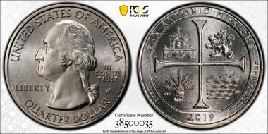 2019-W 25C San Antonio Missions NP MS67