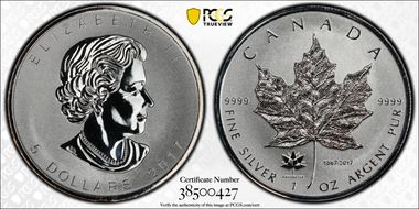 2017 $5 ML 150th Ann. Confederation Ag SP68