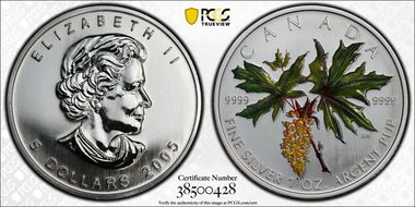 2005 $5 Broadleaf Maple Colorized SP68