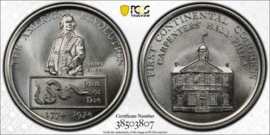 1974 SC50C First Continental Congress Ag Heraldic Art Medal MS69