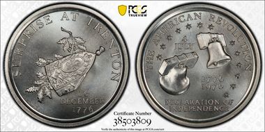 1976 SC50C American Revolution-Trenton Ag Heraldic Art Medal MS68